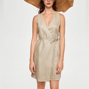 Mango Linen Wrap Dress